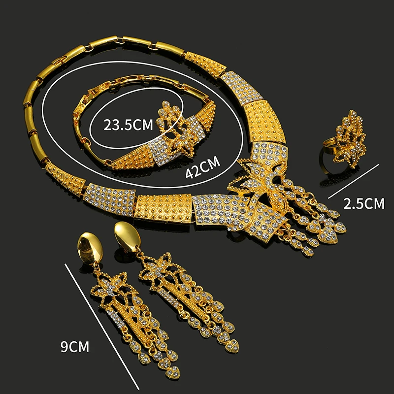 

Fani Fashion African beads Accessories Jewelry Sets nigerian Women Wedding jewelry set Dubai Gold Color Bridal jewelry set