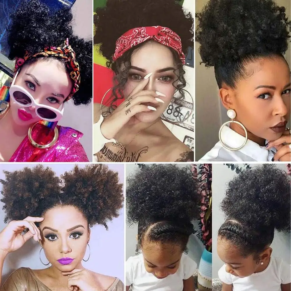 Halo Lady индийские человеческие волосы на шнурке конский хвост заколке афро-пуховка