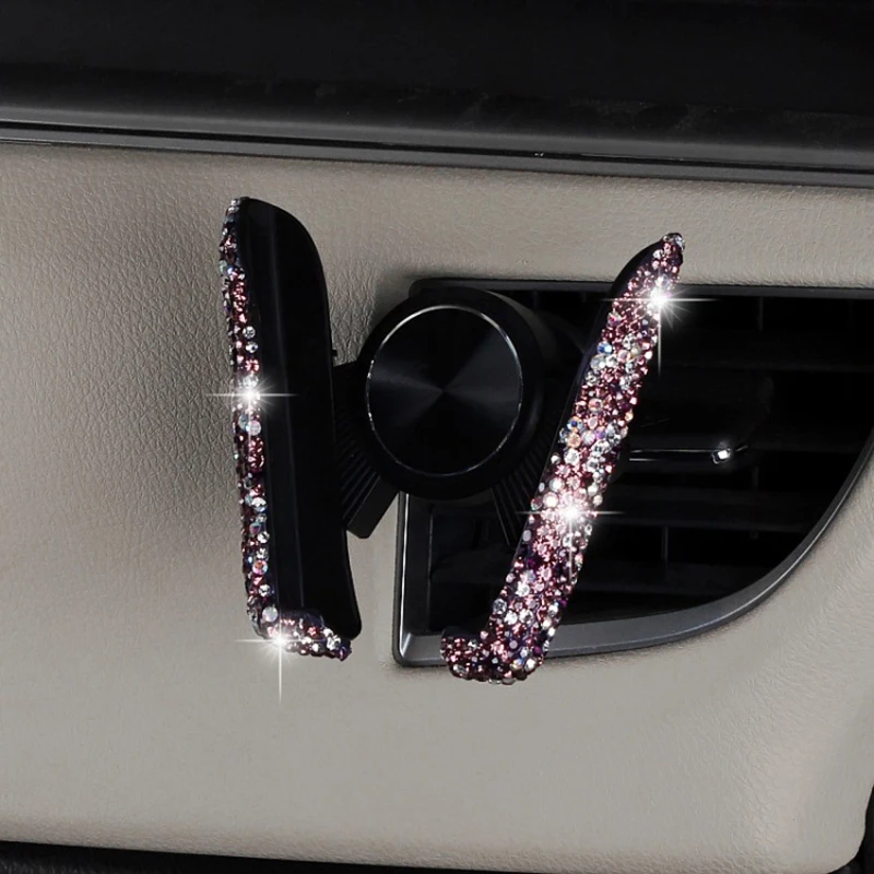 Crystal pink Гравитационный Универсальный Автомобильный держатель для телефона, Женский Алмазный кристалл, автомобильный держатель для вентиляции, держатель для мобильного телефона, подставка для автомобиля для IPhone samsung - Цвет: Crystal pink
