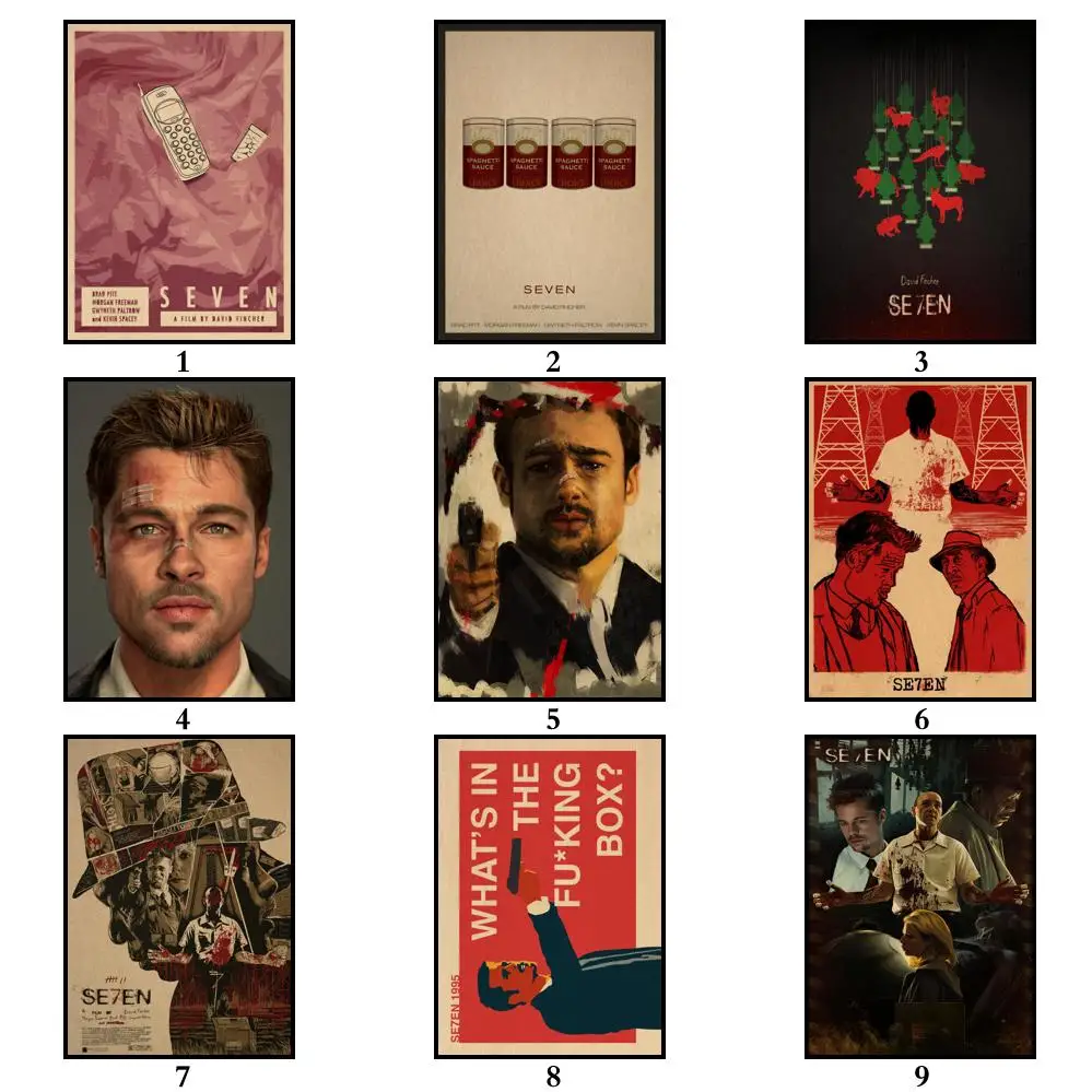 19 Designs Movie Se7en Kraftpaper Poster Artwork Fancy Wall Sticker for Coffee House Bar A3 | Painting &amp Calligraphy