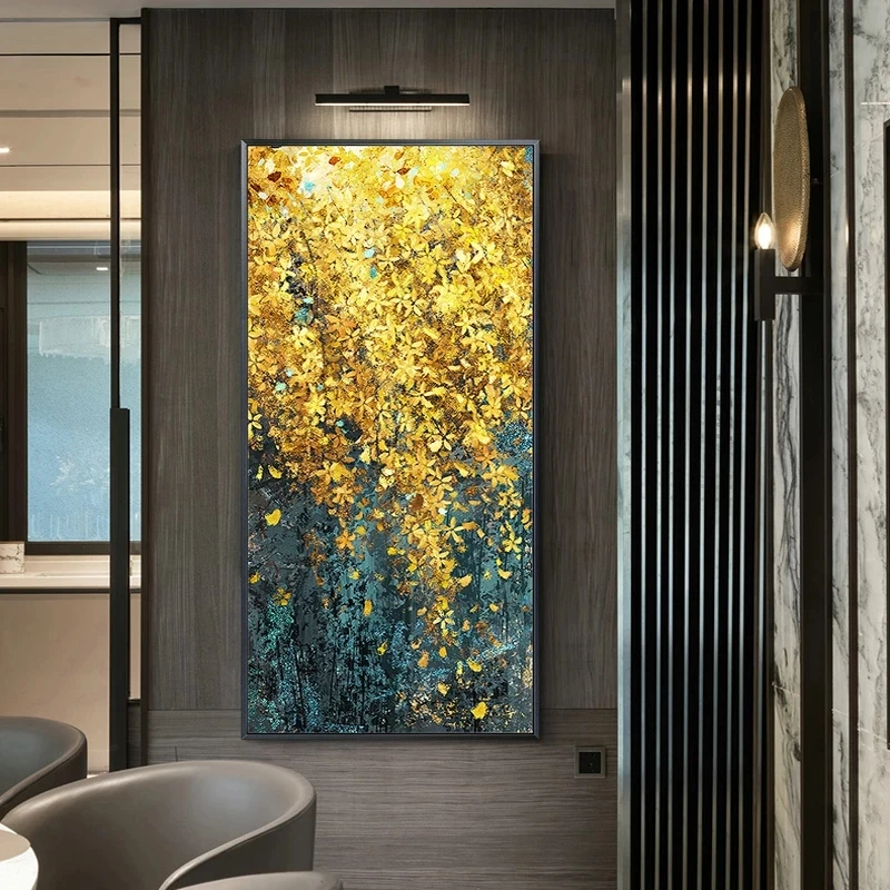 

Modern Canvas Painting Poster and Print for Living Room Home Decorative Large Art Wall Painting Golden Leaf Restaurant Picture