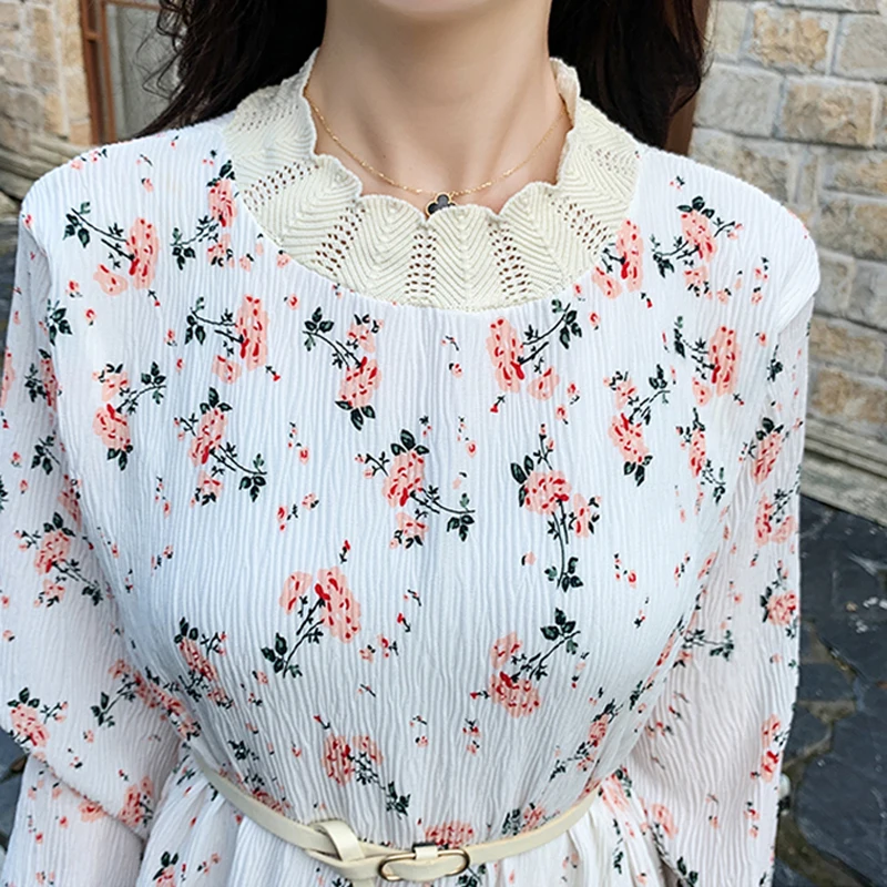 Женское платье с цветочным принтом Mozuleva лоскутное ТРАПЕЦИЕВИДНОЕ ПЛАТЬЕ на