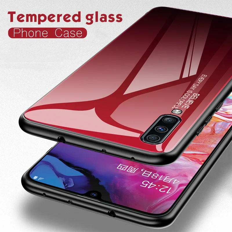 Чехол из закаленного стекла с градиентом 9H для Samsung Galaxy A10 A20 A30 A40 A50 A60 A70 A80 A90 5G M10 M20