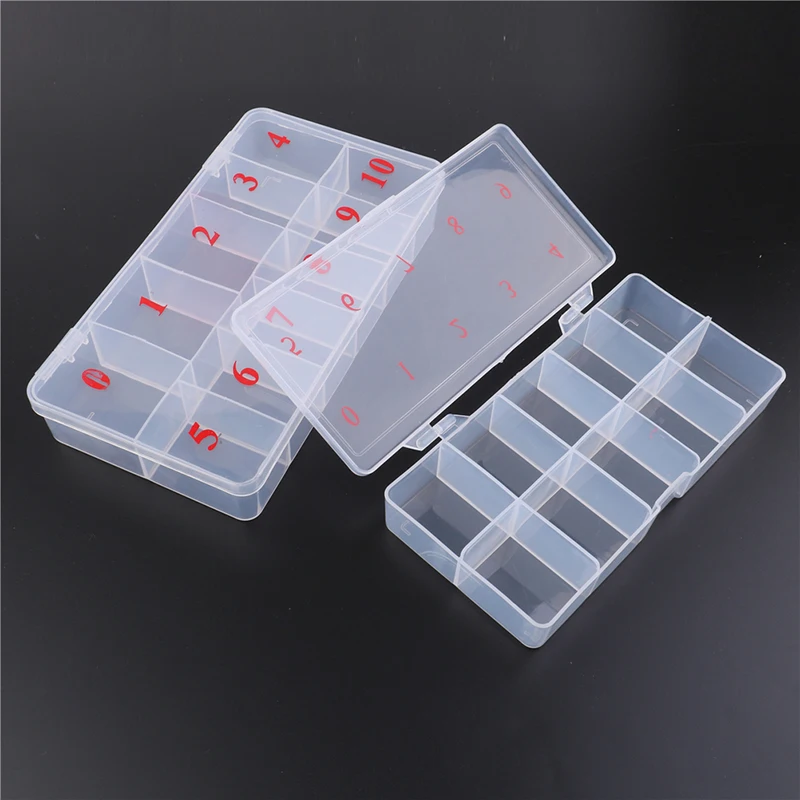 10/11 Acrylic Plastic False Nail Tips Storage Box Natural Cells Fake Manicure Translucent Case Tool | Красота и здоровье