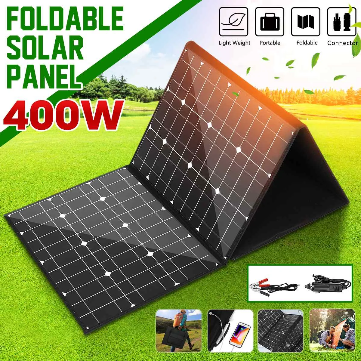 18V 400W Monocrystallinel Панели солнечные складной посылка с 1 5 m кабель + USB Интерфейс