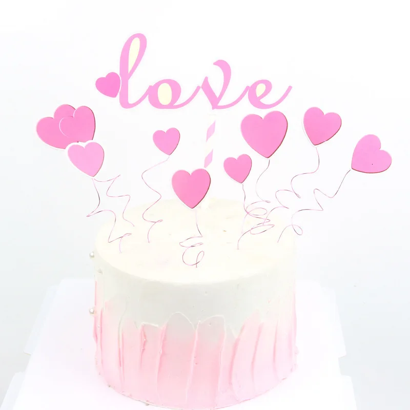 Комплект Топпер для торта с сердечками на день рождения днем День Святого