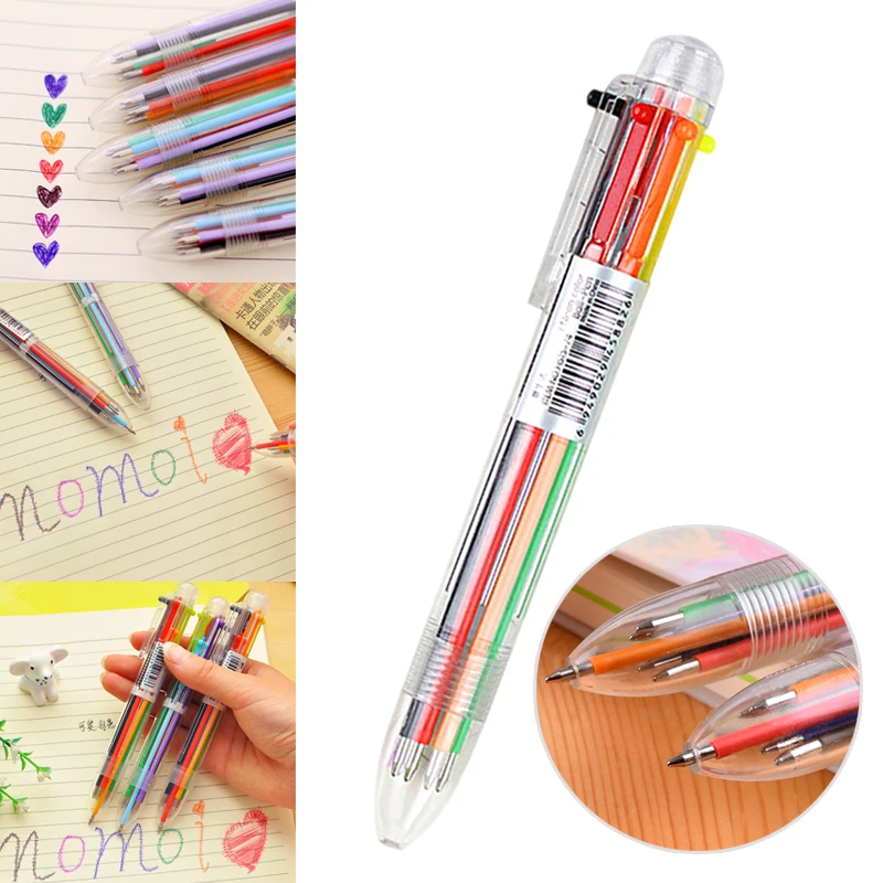 

Multicolor Ballpoint Pen Stationery Press 6 Color Oil Pen for Office School Students Ballpoint Pen Office Supplies Pens Gift