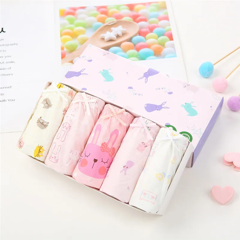

5 Pcs/lot Girls Underwear Cotton Panties For Children New Cute Cat Cartoon Panties Girl Soft Breathable Girls Panties 2-14 Years