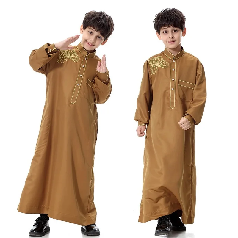 islamic arab clothing for children embroidery arab jubba thobe children robe islam pakistan abaya kaftan for kids dishdasha 2020