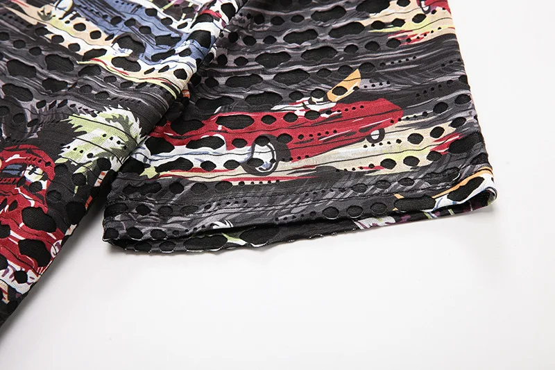 Мужская фиолетовая модная очень длинная футболка с принтом автомобиля новинка