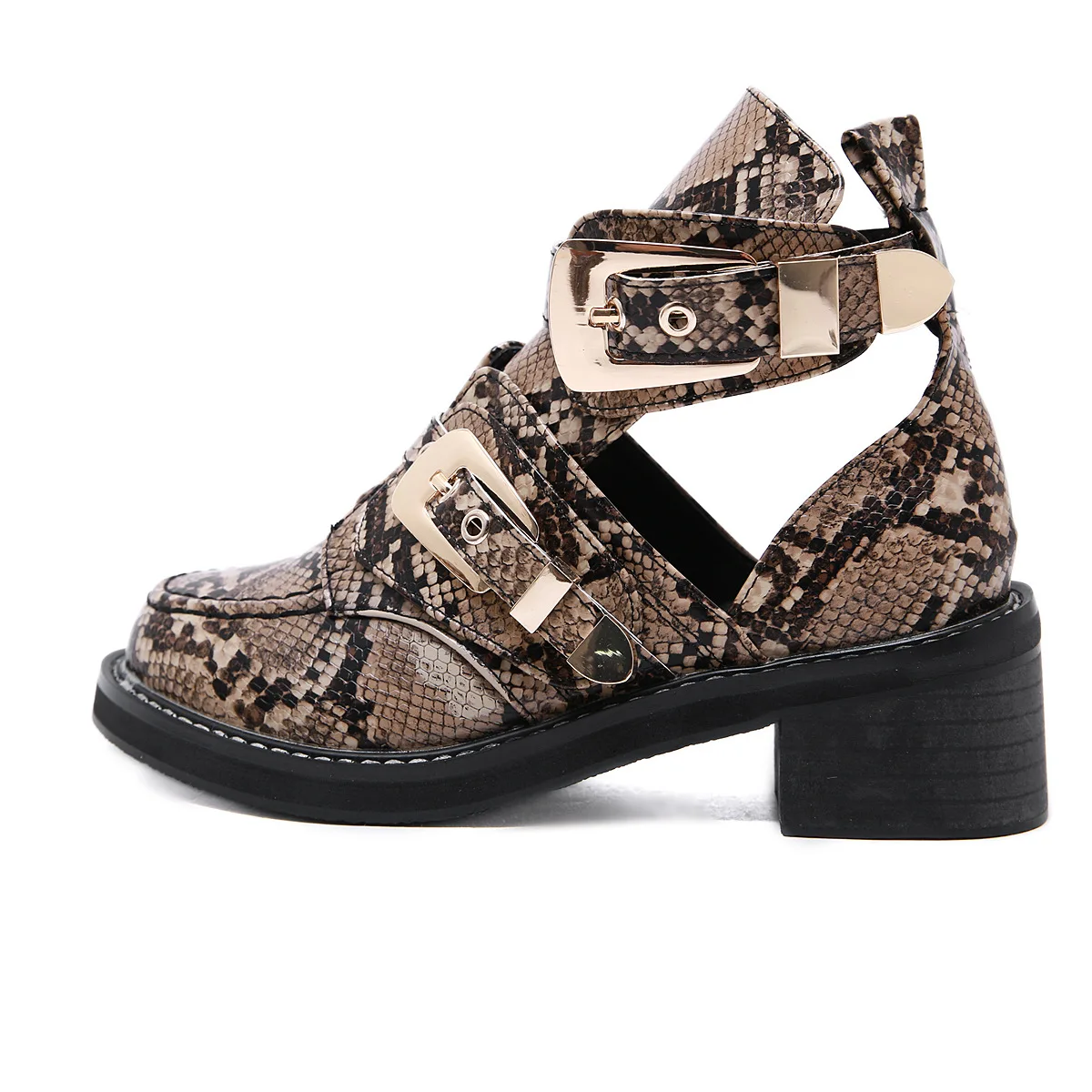 Классические Модные женские ботинки до щиколотки с круглым носком высокие