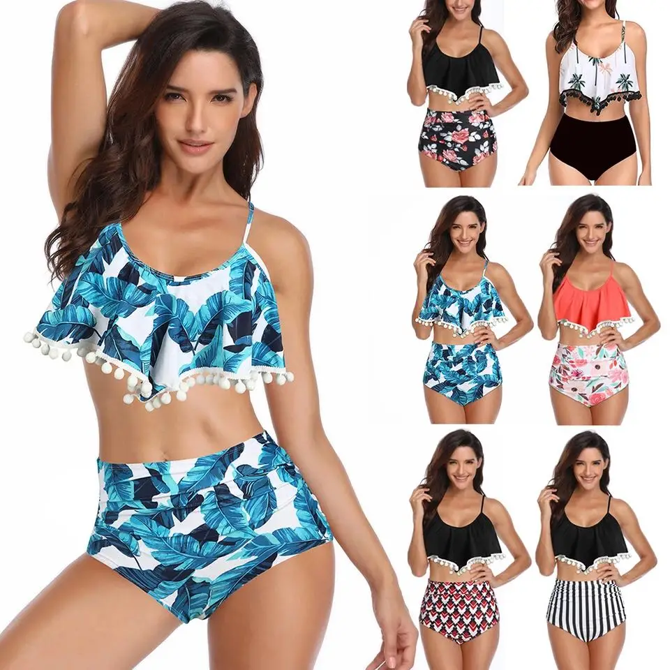 

High Waist Swimwear 2020 Ruffle Bikini Sets Women Sexy Swimsuit Female Summer Beach Wear Vintage Bathing Suit Push Up Swimwear
