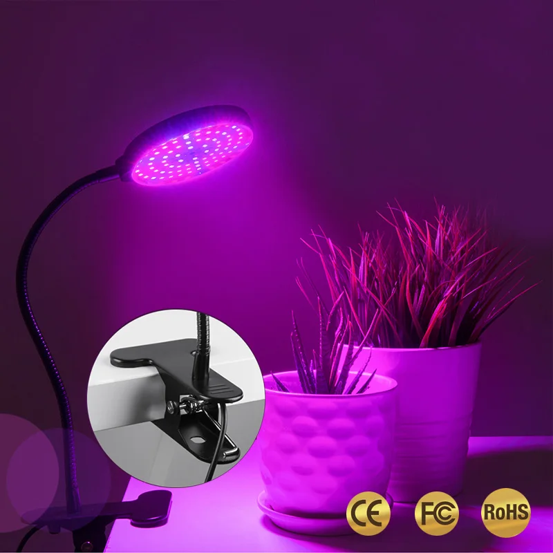 Светодиодный Grow светильник полный рабочий стол зажим Фито лампы DC5V USB с таймером