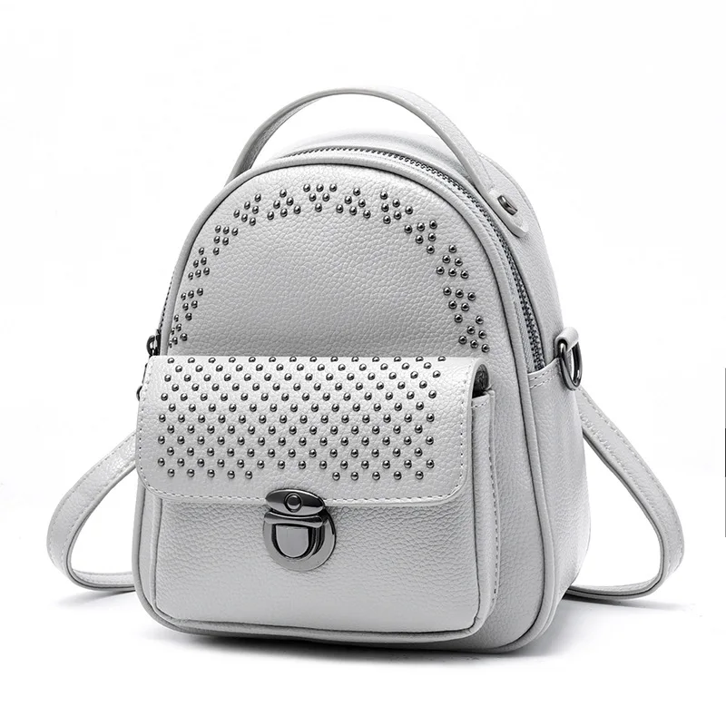 

Luggage Bag Female 2021 New Pu Rivet Shoulder Backpack Student Fashion women backpack