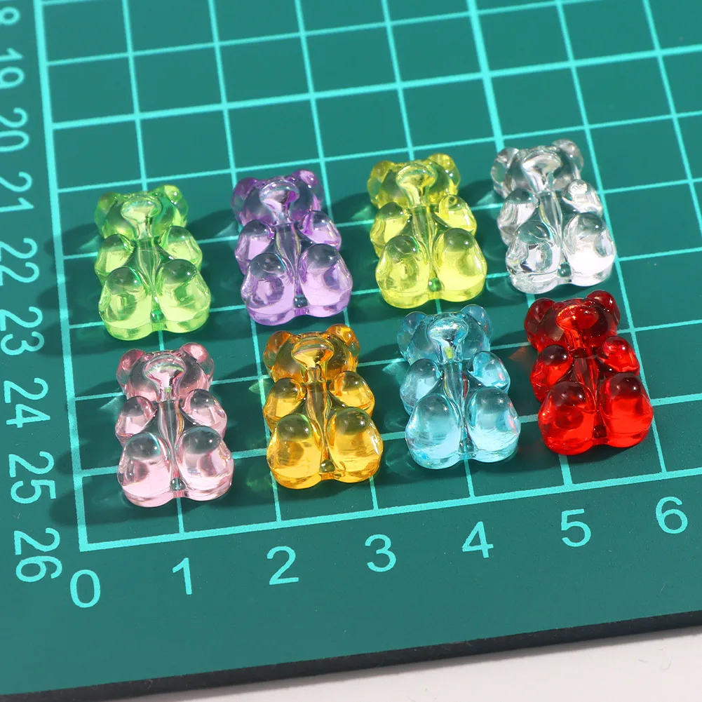 

10 шт., разноцветные бусины-подвески в виде медведя из смолы