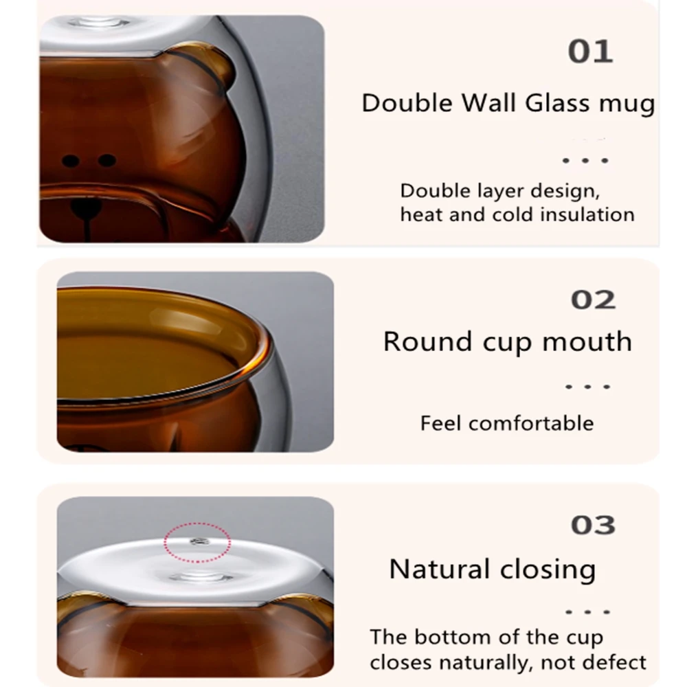 

Glass Mugs Double Wall Glass mug, Bear cat dog animal Double-layer glass mug Coffee Cup, Christmas mug gift ,cute Tea Milk Cup