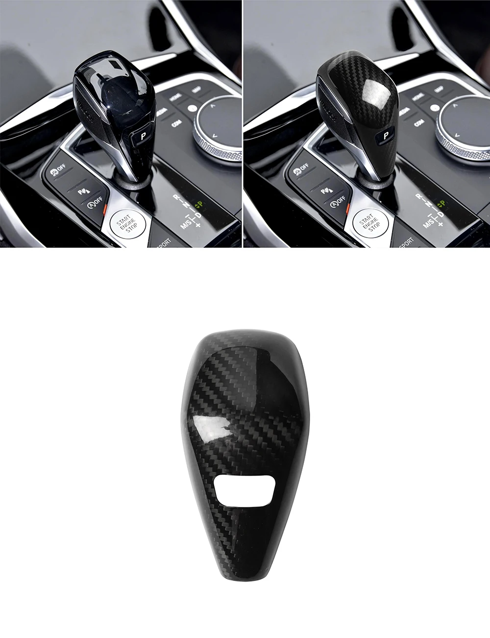 

BMW Car Carbon fiber Gear Shift Knob Cover, Gear Knob Decorative Cover for BMW 2019-2020 3 series G20 G28 325li 330d 335