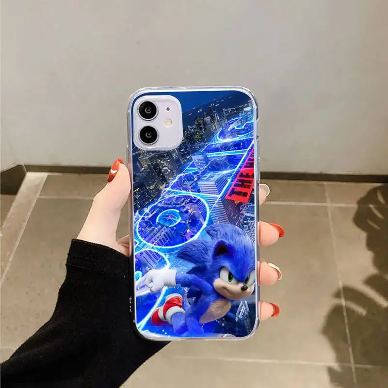 

Sonic The Hedgehog Anime coque Phone Case Transparent for iPhone 6 7 8 11 12 s mini pro X XS XR MAX Plus