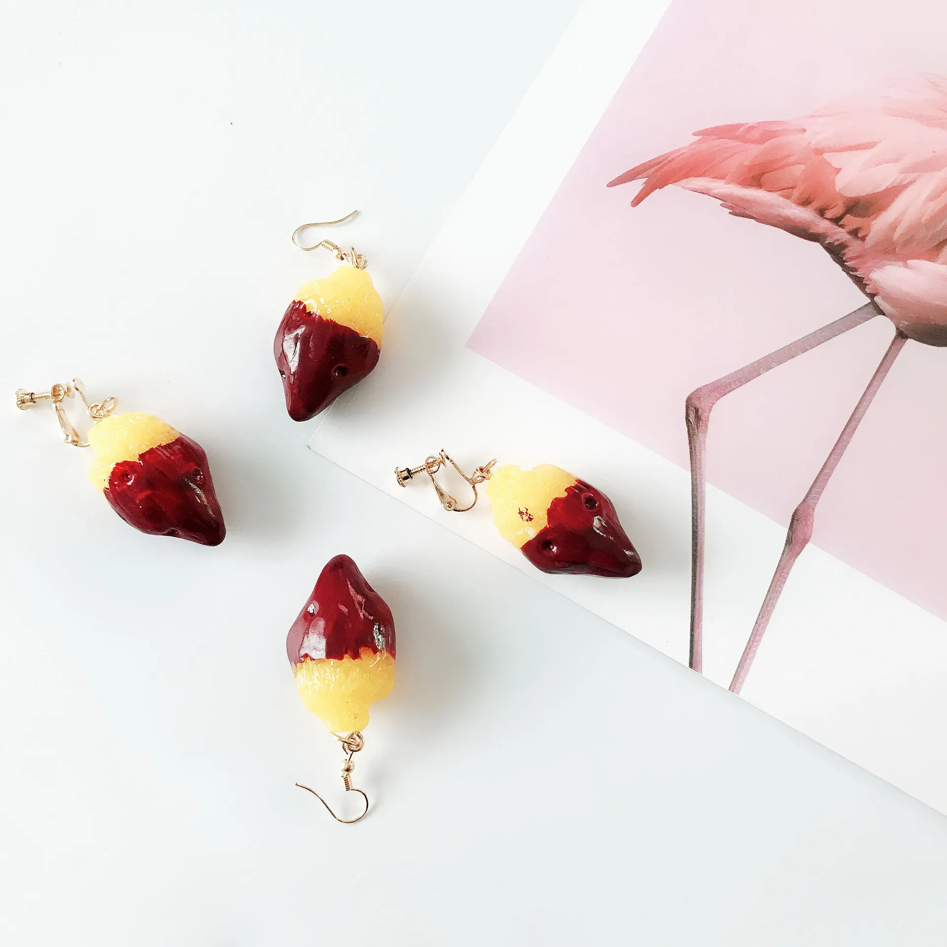 

SNCSDK 2020 Creative Fun Cute Hand-made Artificial Food Sweet Potato Ear Clip Women's Dangle Earring Fashion Jewelry Accessories