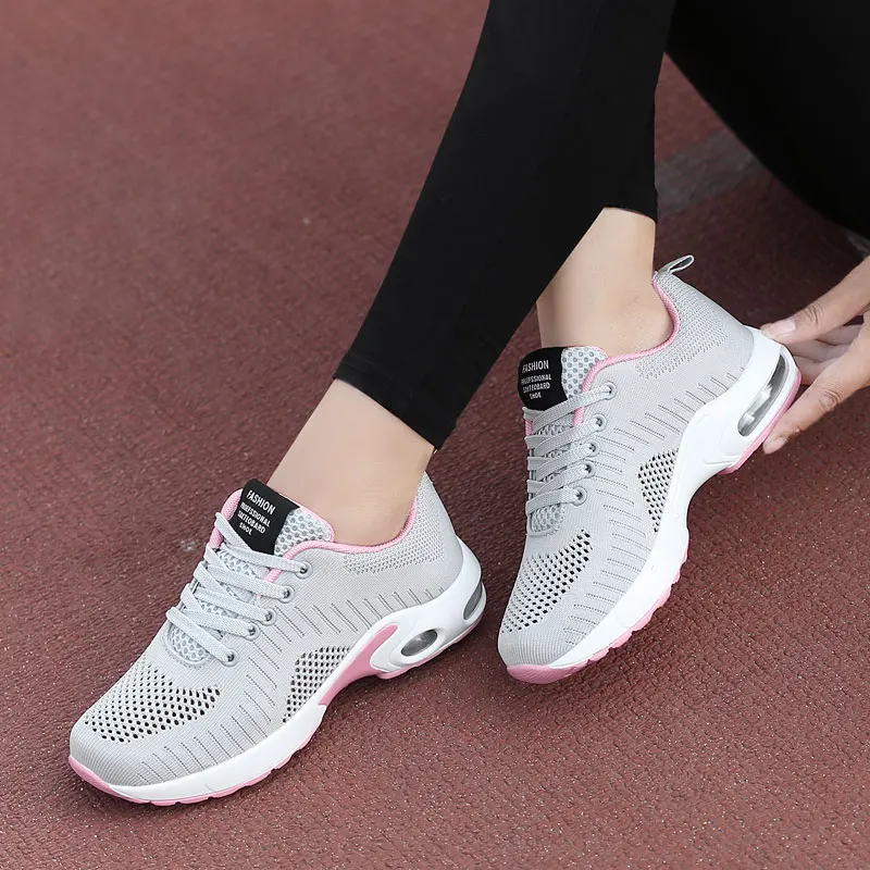 Women Air Cushion Tennis Shoes Breathable Shoes for Women Sneakers Lace-up Mesh Sports Shoes Comfortable Trainers Sneakers
