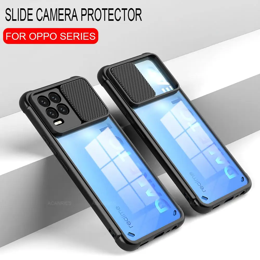 

Clear Slide Camera Protect Phone Case For Oppo Realme 8 Pro 4g C21 Realme8 A5 A9 2020 C3 5 5i 6i A53 A52 A72 A92 A54 A74 Cover
