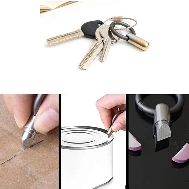 

2Pcs Stainless Steel Key Hanging Buckle Capsule Shape Portable Mini Cutting Mini Unboxing Device