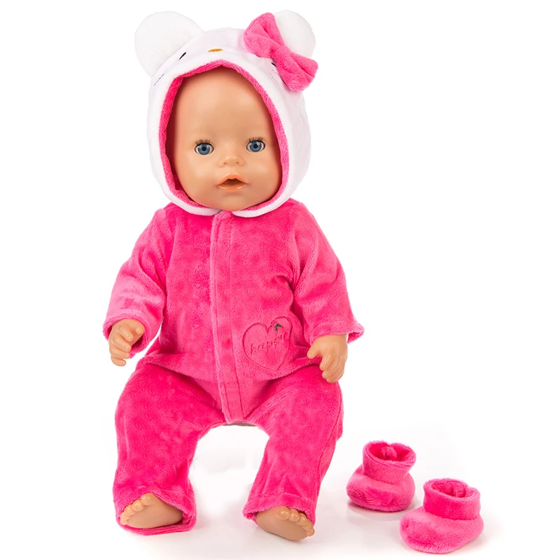 

Baby New Born Fit 17 inch 43cm Doll Clothes Accessories Warm Pony Suit+Shoes For Baby Birthday Gift