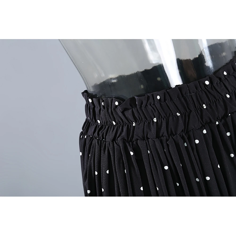 

YUANYUANJYCO Summer Women Midi Chiffon Wide Leg Pants Fashion Pleated Thin Calf Length Elastic Waist Loose Baggy Trousers