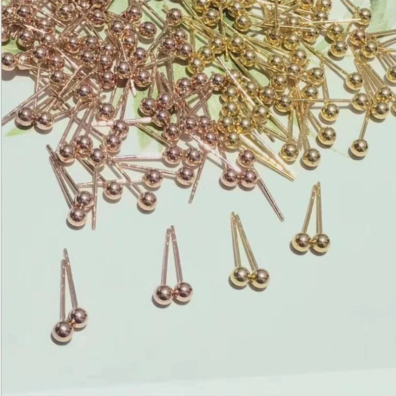 

LUOWEND 18K Solid Yellow/Rose Gold (AU750) Women Engagement Stud Earrings Customize Fashion Bead Design Trendy Birthday Gift