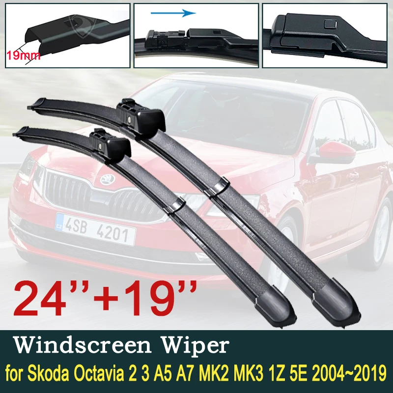 

Car Wiper Blade for Skoda Octavia 2 3 A5 A7 MK2 MK3 1Z 5E 2004~2019 Car Accessories Stickers Front Windshield Wipers 2005 2006