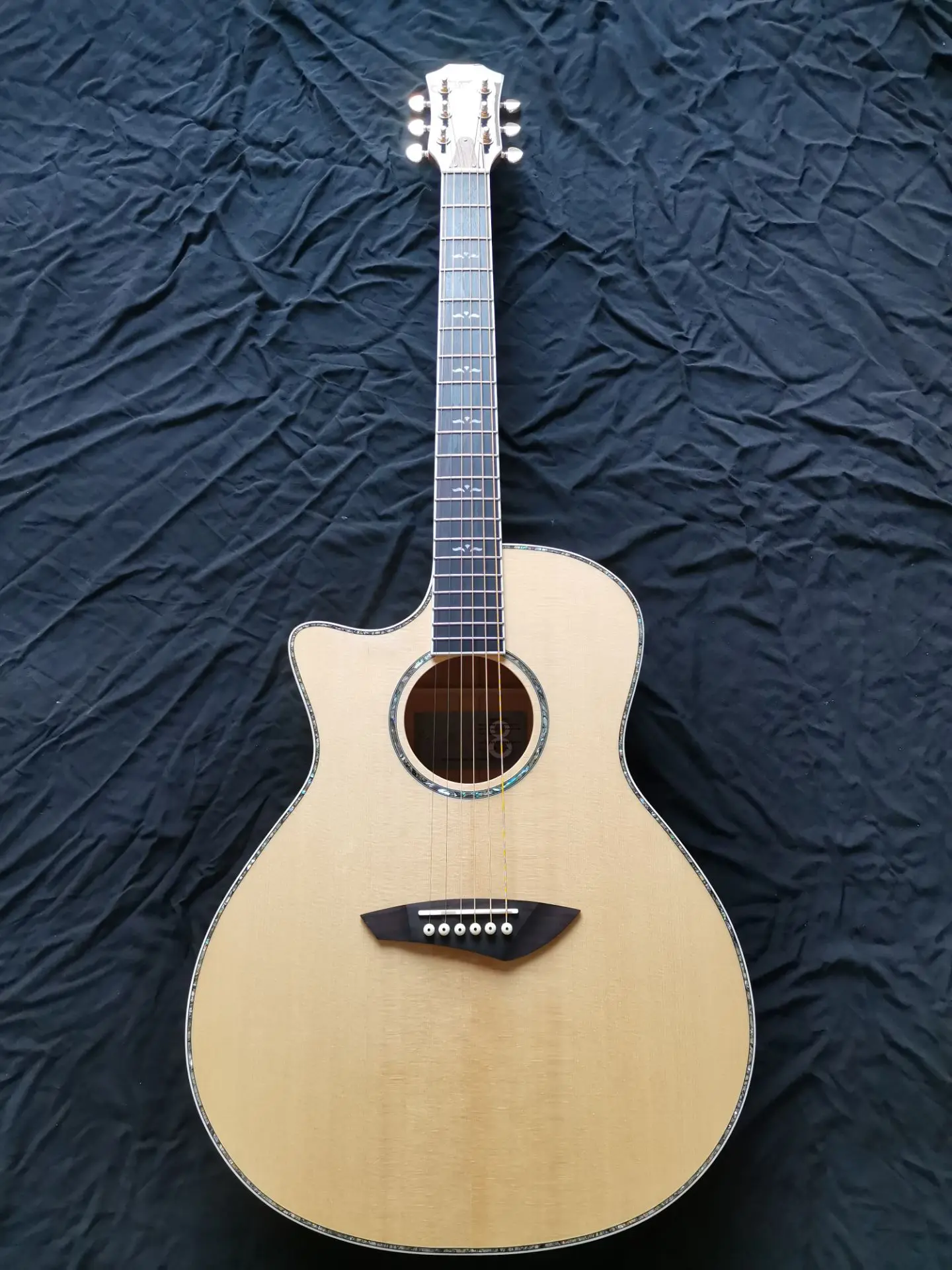 

free shipping best quality Grand Auditorium body style single cut left hand acoustic electric guitar lefty flame acoustic guitar