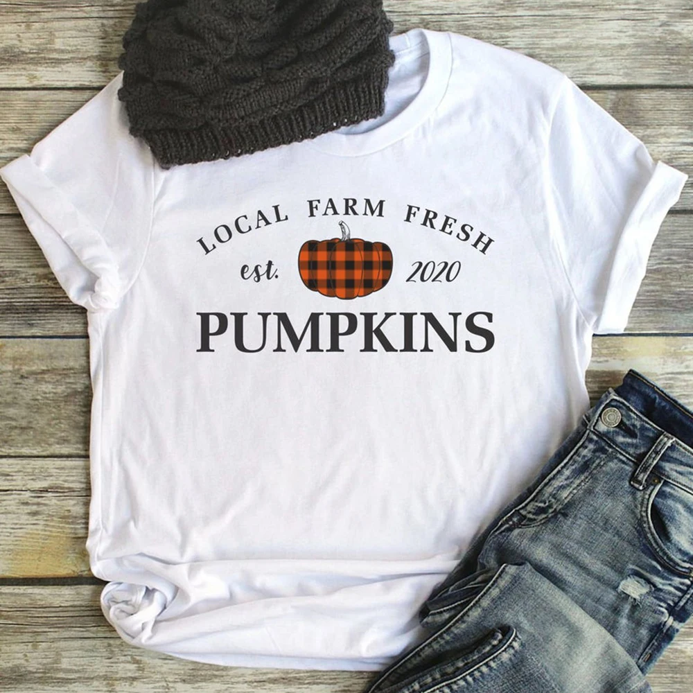 

Hillbilly 2020 Funny Pumpkins Print Female Graphic Tee Plus Size Loose Cotton Crewneck tShirt Short Sleeve Hallowmas Women Shirt