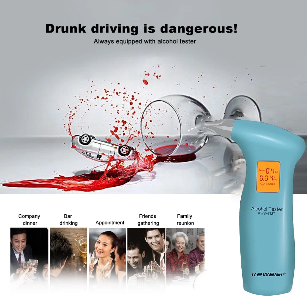 

2021 New Digital Breath Alcohol Tester Breathalyzer with LCD Dispaly with 20 Mouthpieces 712T Hot Selling Drop Shipping