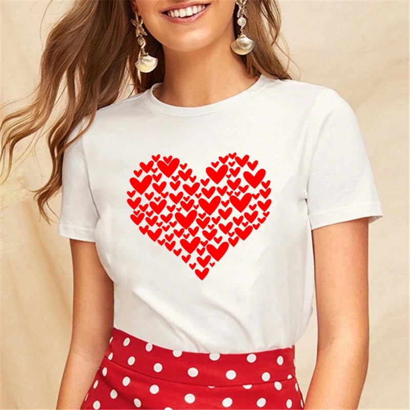 

SeeYouShy New Casual Loves Printed Aesthetic Graphic T Shirts Short Sleeve O Neck Streetwear Couple Clothes for Valentine's Day