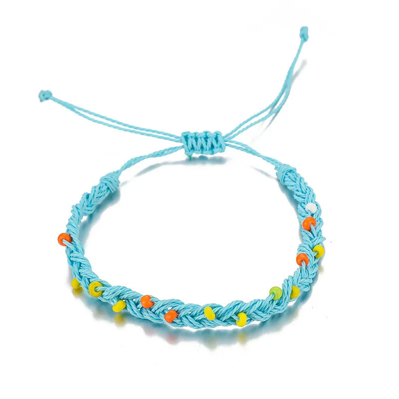 

Colorful Boho Beaded Bracelets String Natural Cross Weave Charm Tassel Jewer Handmad Knot Rope Bracelet For Women Gift
