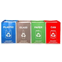 4pc garbage sorting bin waterproof woven bag large capacity home kitchen office separate recycling portable waste sack