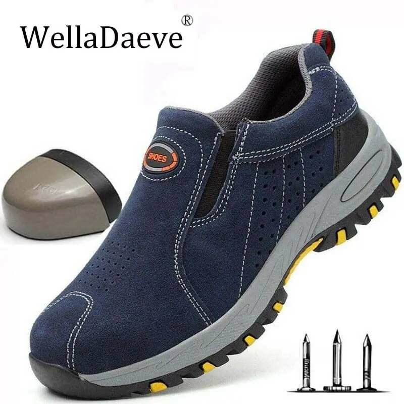 

2019 Indestructible Men's Steel Toe Safety Boots Breathable Anti-smashing Puncture-Proof Work Shoes Welder Safety Boot Sneakers