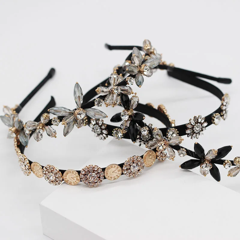 Тонкий головные повязки с драгоценными камнями в стиле барокко драгоценный