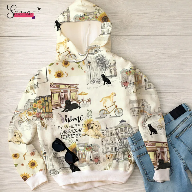 

2021 New Arrival Men Hoodies 3D Full Printing Home Dog Hooded Pullovers Long Sleeve Women Hip Hop Sweatshirts
