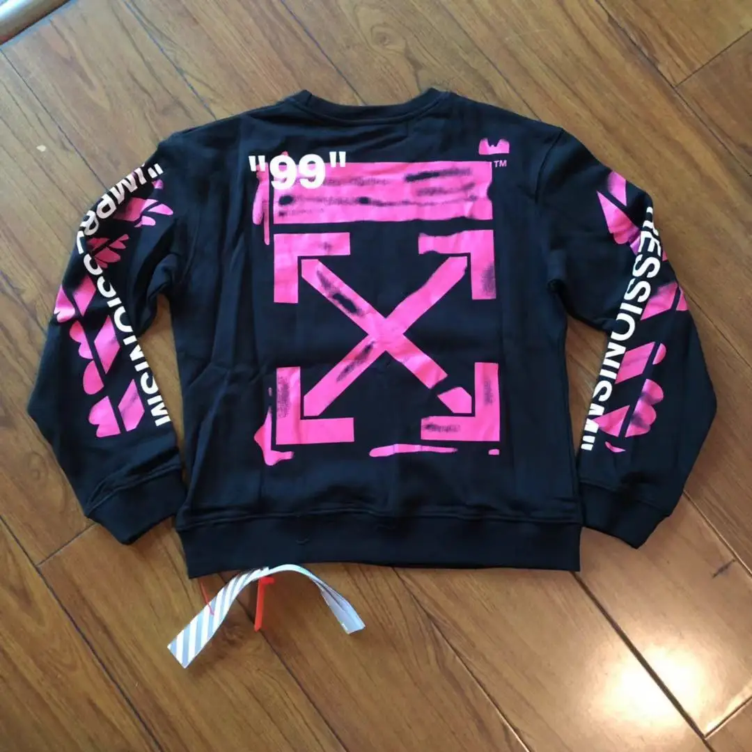 

2019 new ow99 letter red paint arrow print round neck Pullover