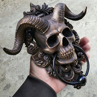 retro mendes goat horn skull skull door knocker wall carving resin decoration statue garden decoration outdoor pendant