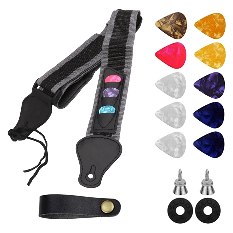 

Ukulele Strap Woven Creative Guitar Picks Storage Multifunctional Elastic Adjustable Breathable Stringed Instrument Accessories