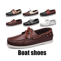 first layer cowhide mens casual leather shoes docksides deck moccain boat loafers shoes driving fashion unisex handmade shoes