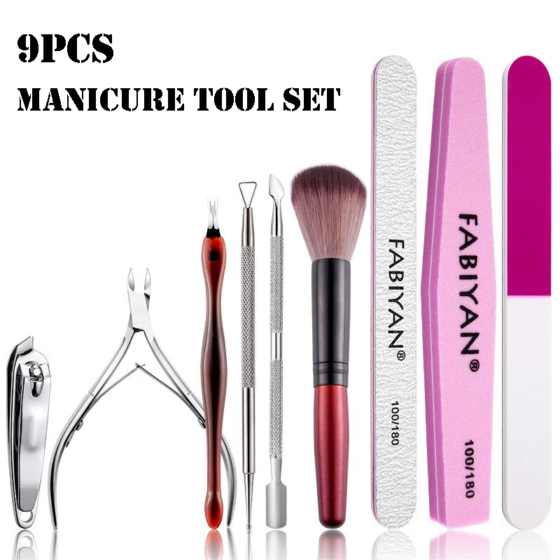 

Nail Art Tool Set Polishing Sanding Buffer Nail File Dead Skin Scissor Cuticle Pushers Manicure Remover Tools Brush Dotting Pen