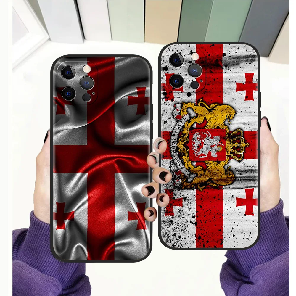 

Georgia Flag Phone Case for iPhone 12 13 Pro Max XR X XS Max 11 Pro Max 7 8 Plus SE 2020 Soft Silicone Cover Shell Fundas Coque
