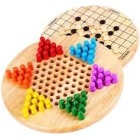 2 in 1 kids wooden toy puzzles children party board games baby educational learning toys wooden checkers chess gobang toy