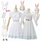 Костюм для косплея, Униформа, белый кролик, животное, милое платье и парик для женщин и девочек