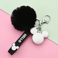 fashion rabbit fur pompon ball fluffy fur ball key chain for women for bag key ring acessory porte clef jewelry wa0198