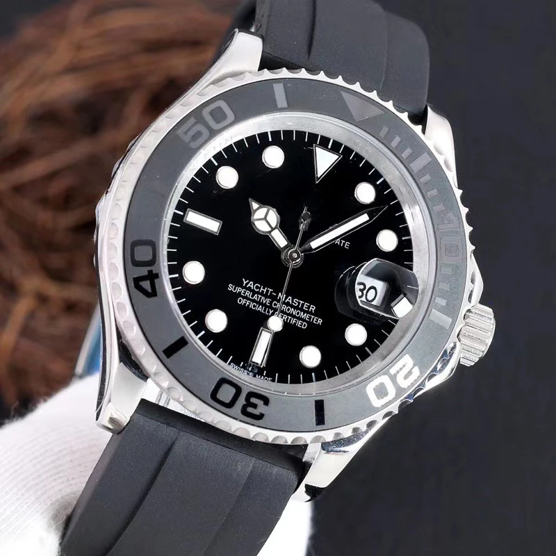 

Yacht Men's Watches Automatic Mechanical Chronograph Watch Women Luxury Brand Silicone Calendar Waterproof Watch reloj hombre