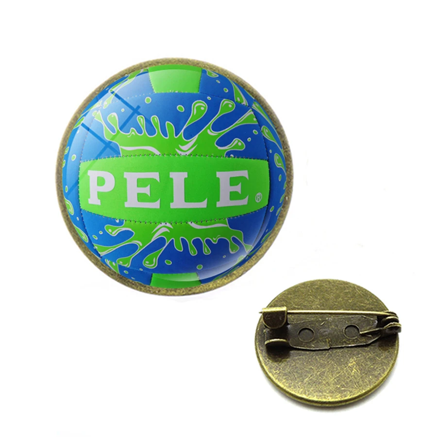 Броши с надписью Volleyball ручная работа круговой спортивный волейбол нагрудные